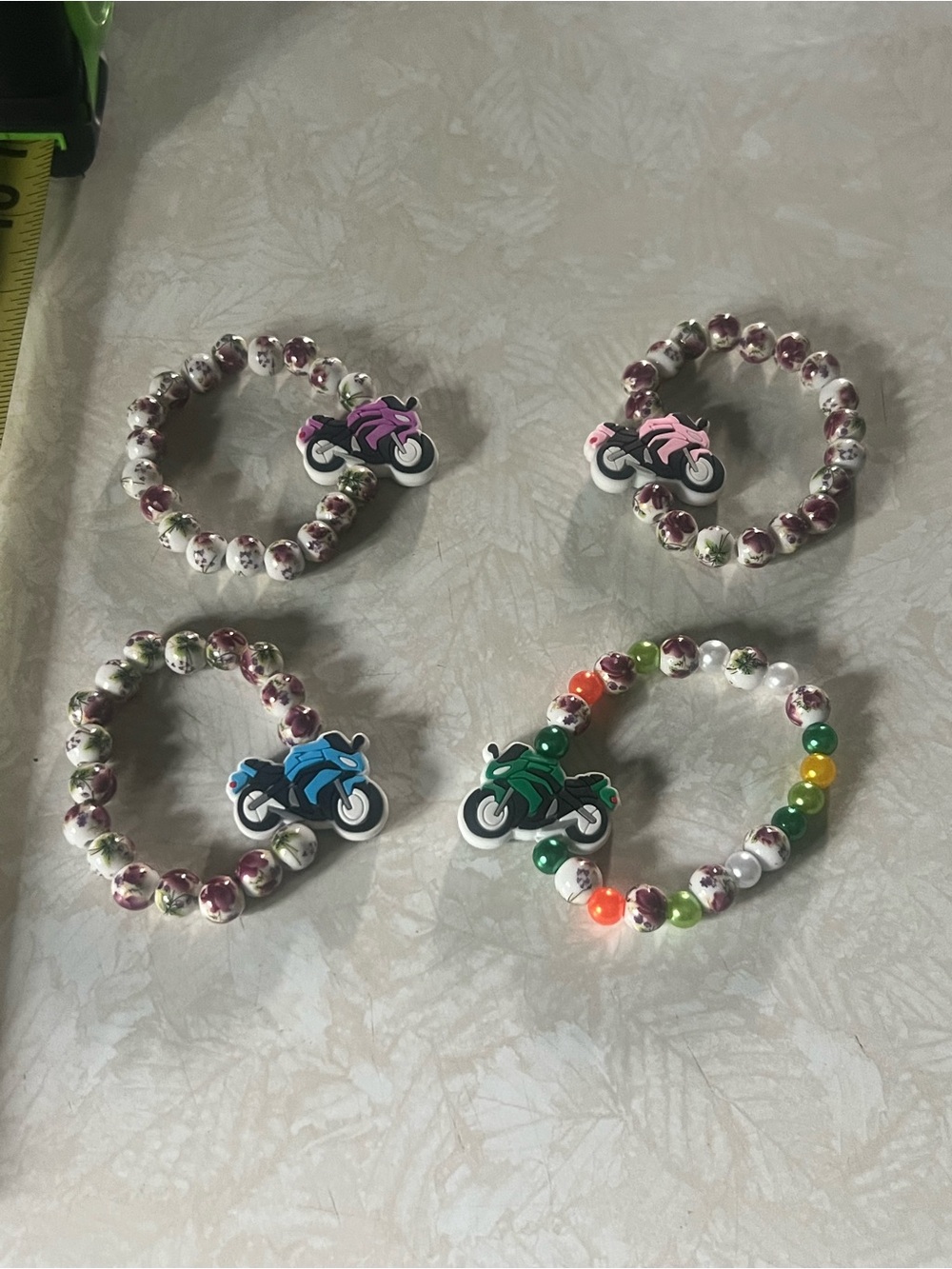 Kids Motorcycle Bead Charm Bracelet - Multi-Color B253